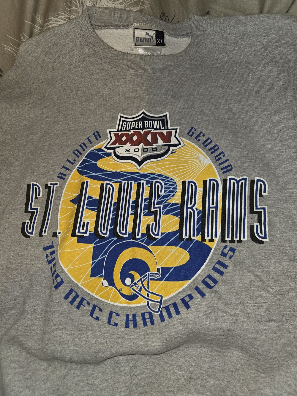 Puma Gray/Blue/Yellow St. Louis Rams Super Bowl Graphic Sweatshirt